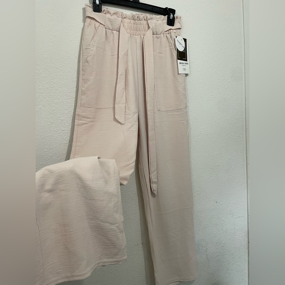 JUST WE palazo Women's Cream Size M Boho Chic | Summer Beach| Elegant
